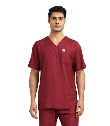 Men V-Neck Windsor Wine Scrub Top