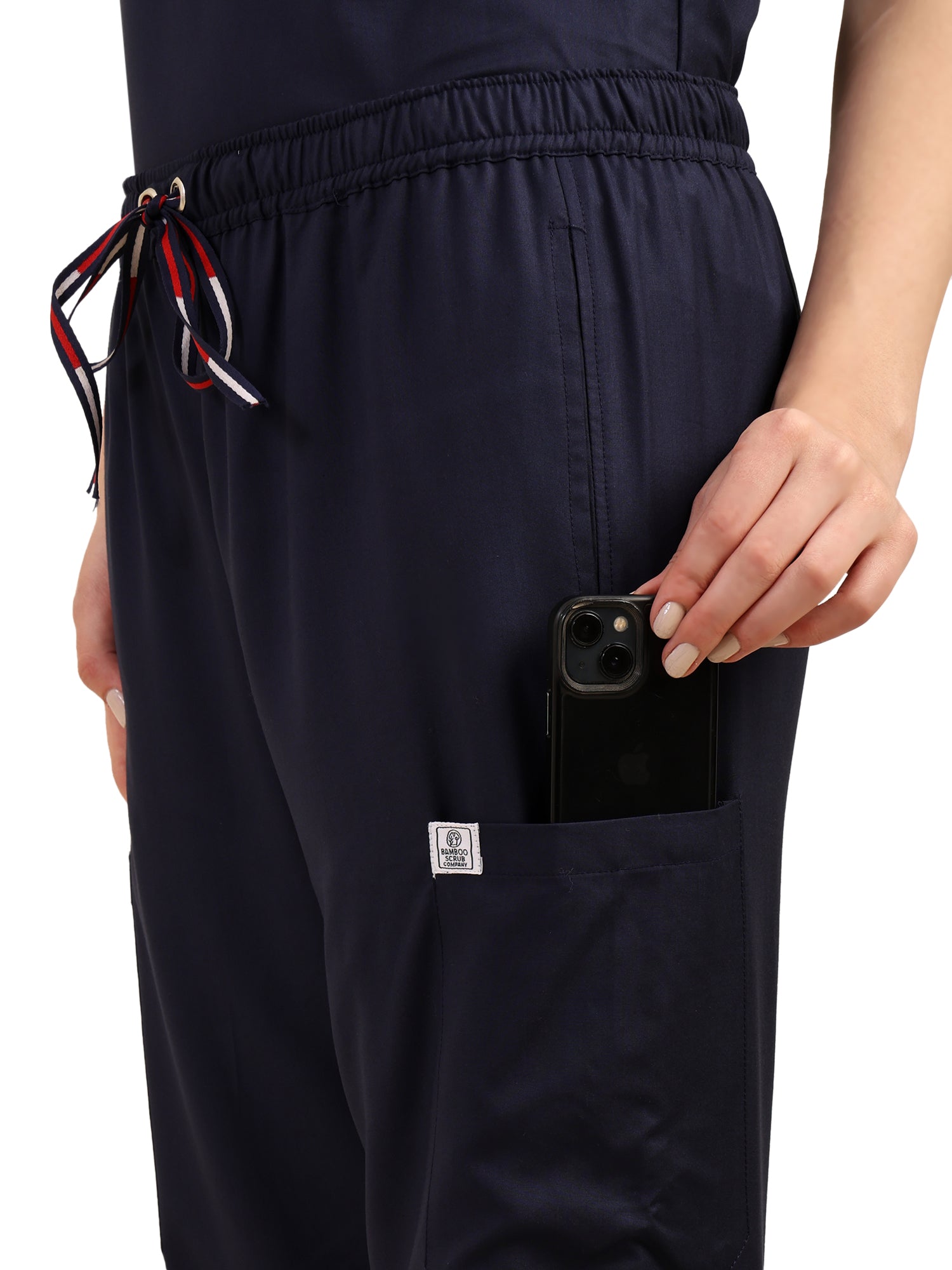 Women Mandarin Neck Blue Scrub Set