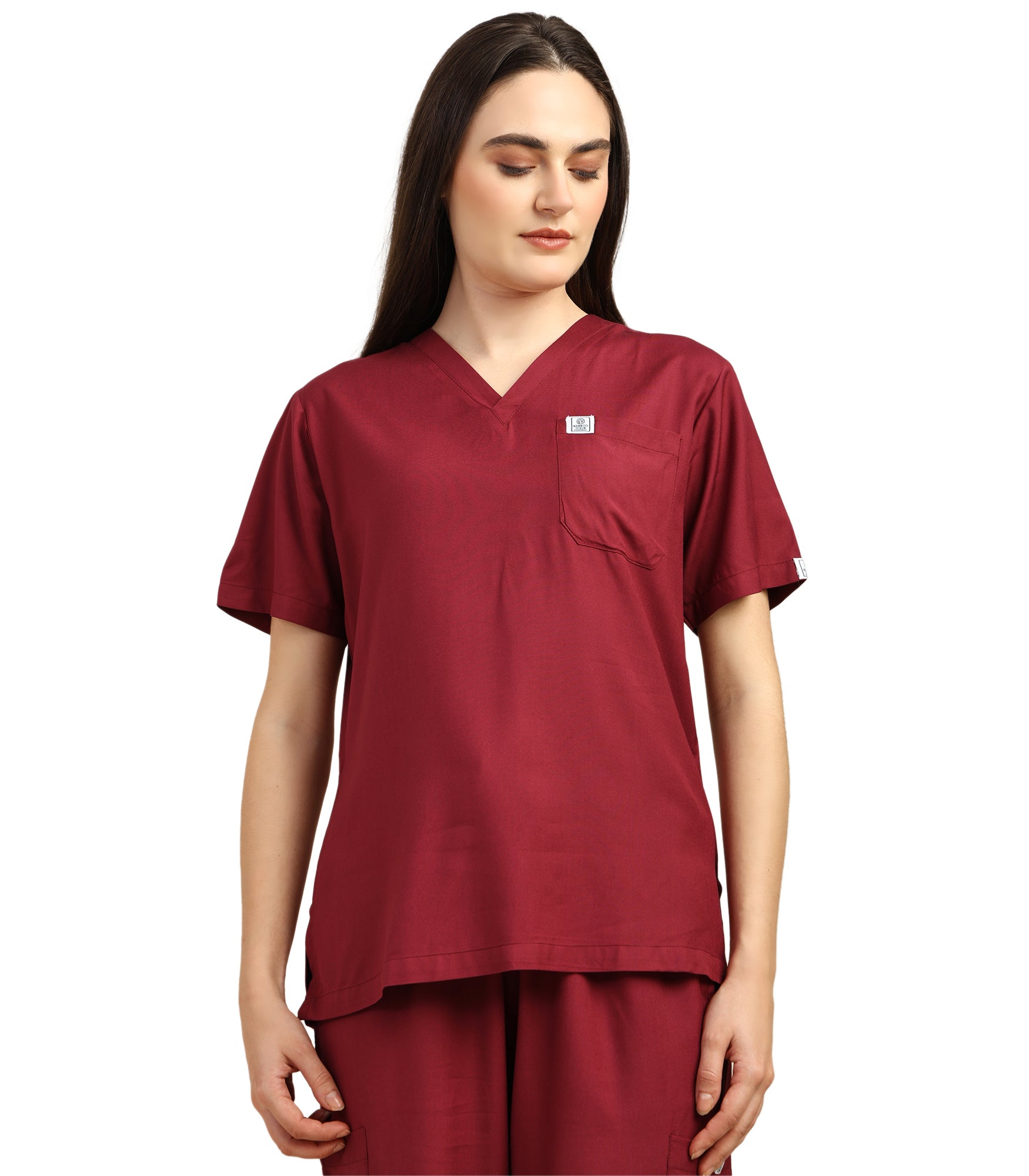 Women V-Neck Windsor Wine Scrub Set