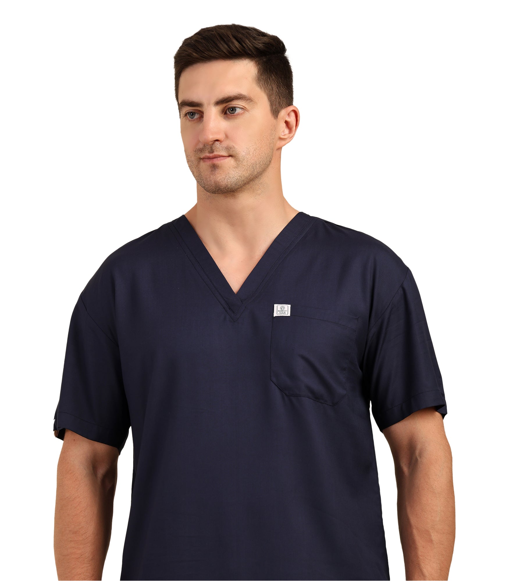 Men V-Neck Blue Scrub Set