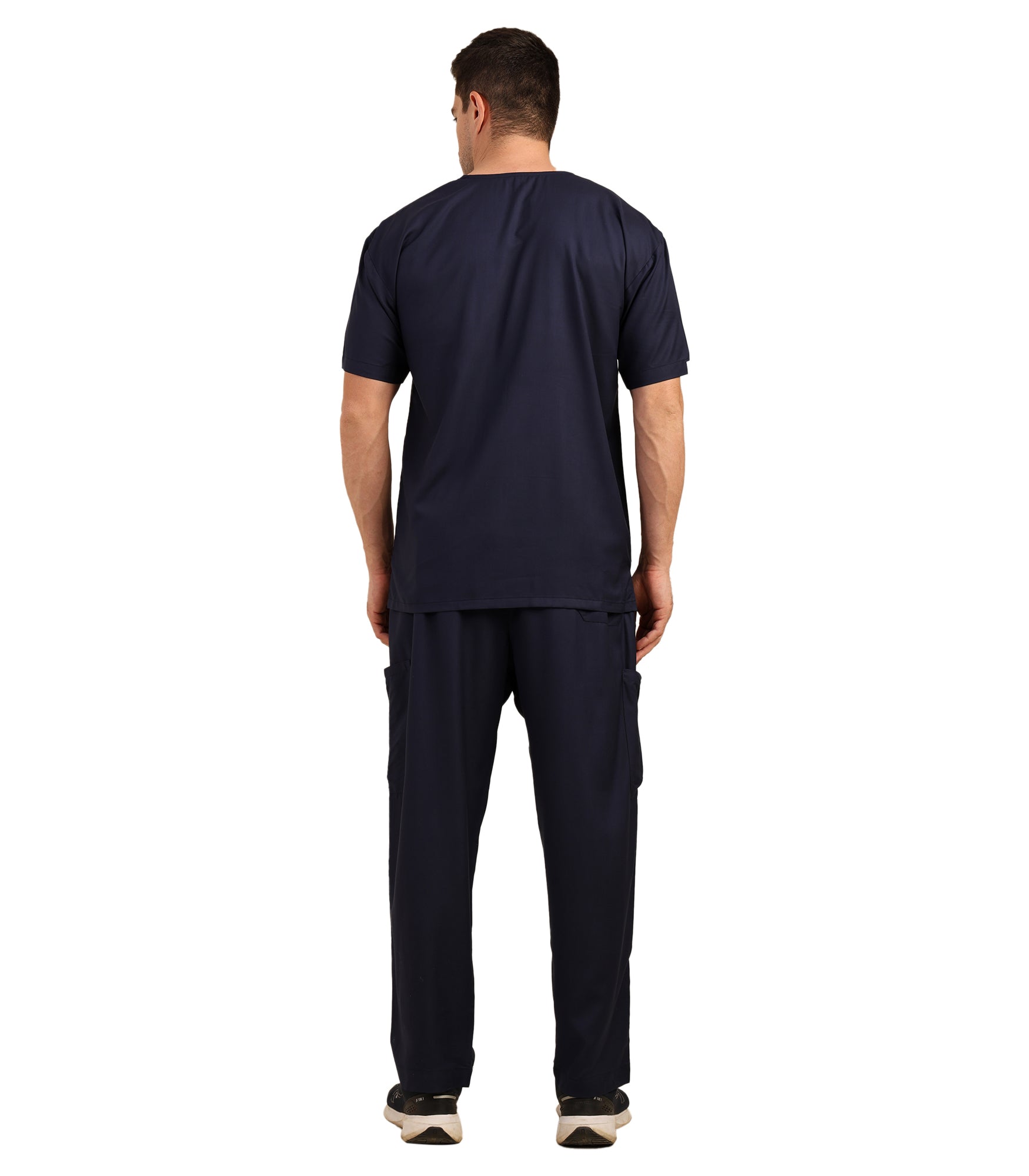 Men V-Neck Blue Scrub Set