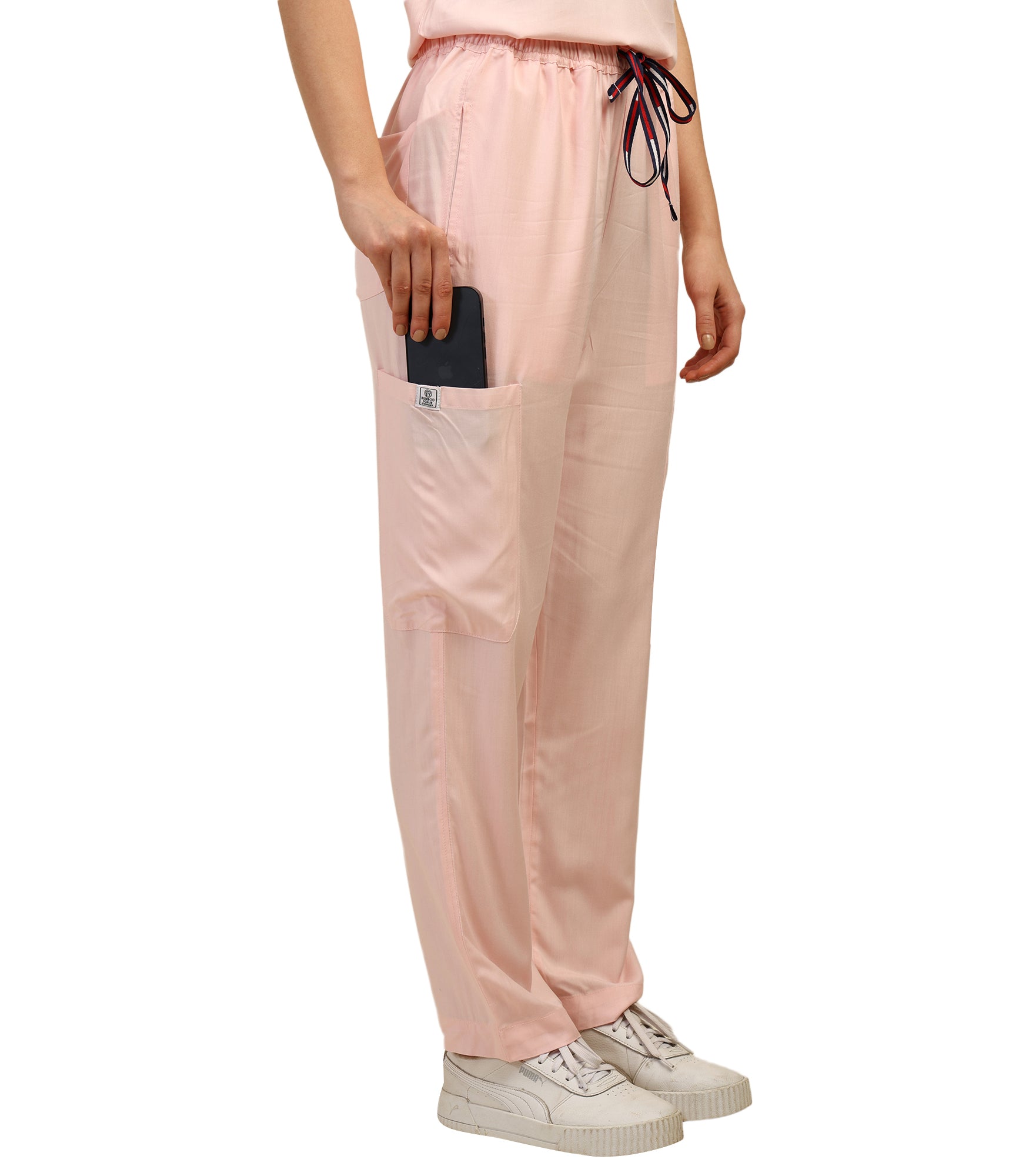 Women Mandarin Neck Pink Scrub Set