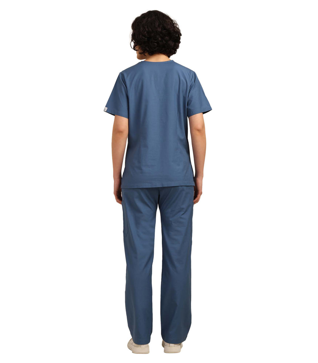 Women V-Neck Steel Blue Scrub Set
