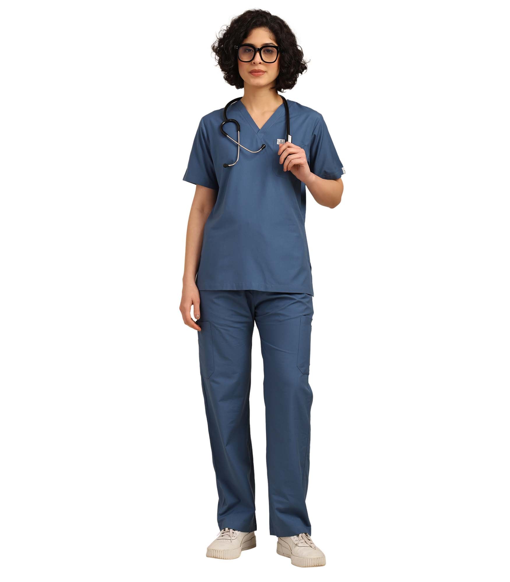 Women Steel Blue Scrub Bottom