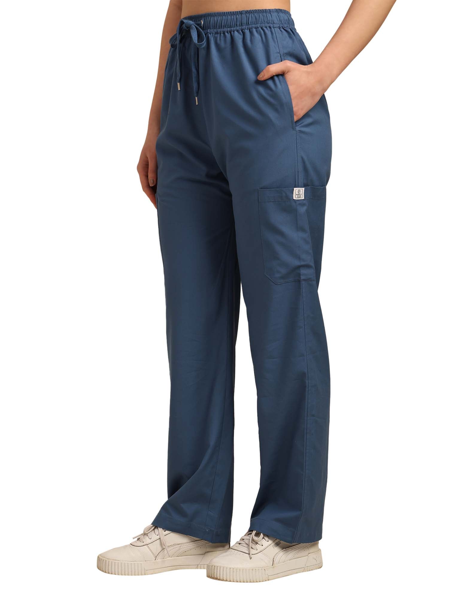 Women V-Neck Steel Blue Scrub Set