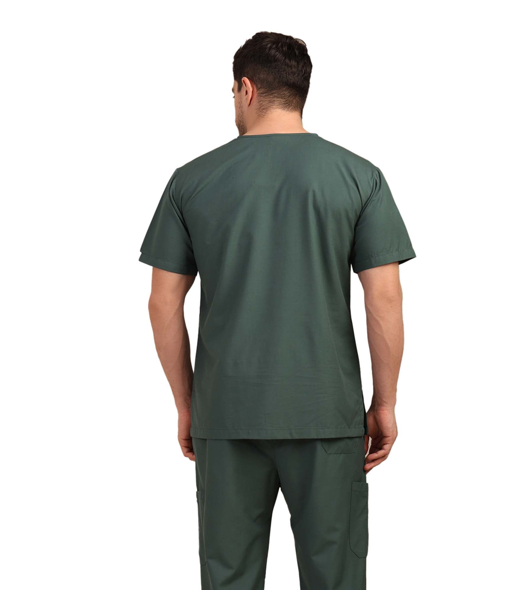 Men V-Neck Forest Green Scrub Top