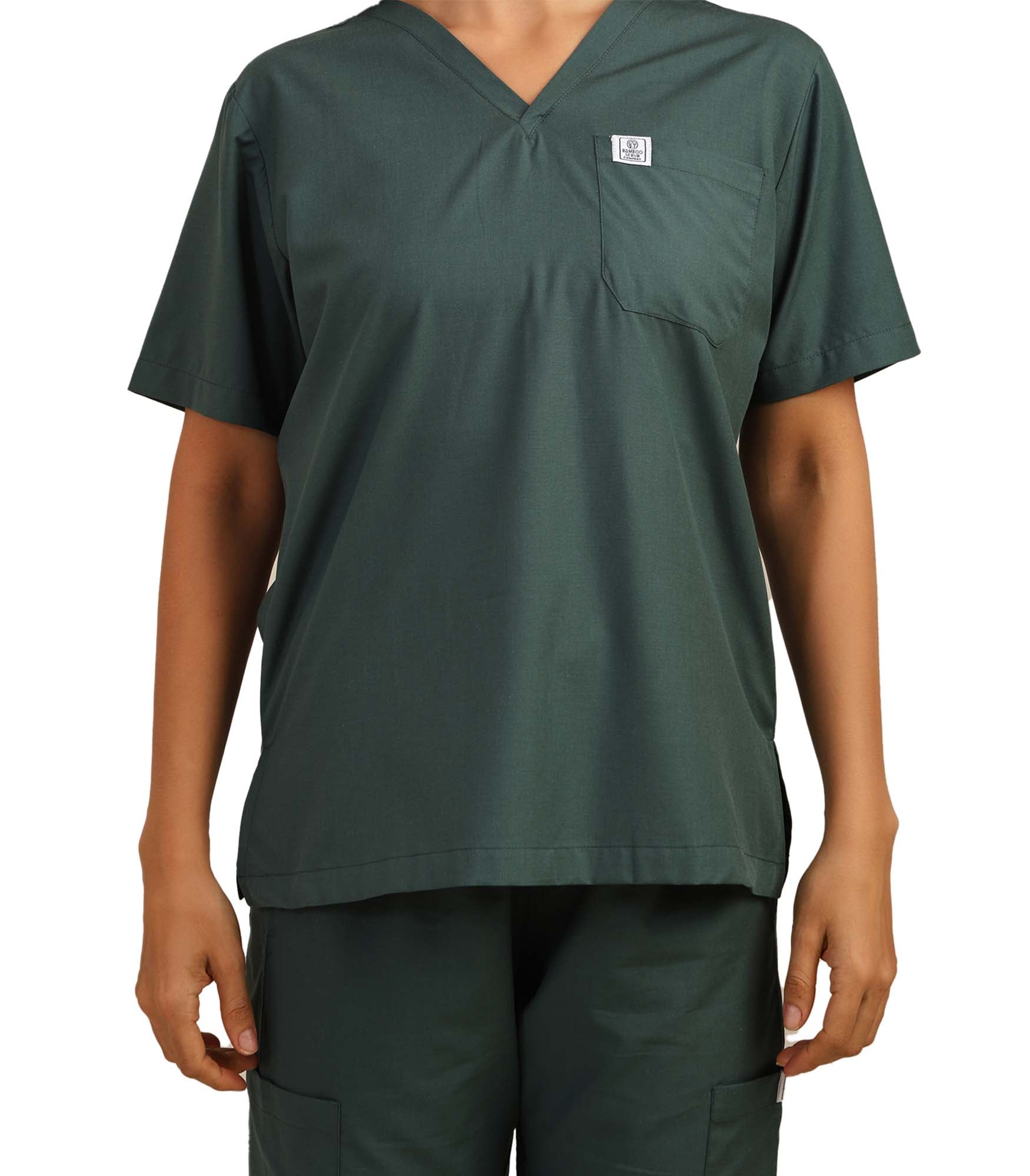 Women V-Neck Forest Greene Scrub Set