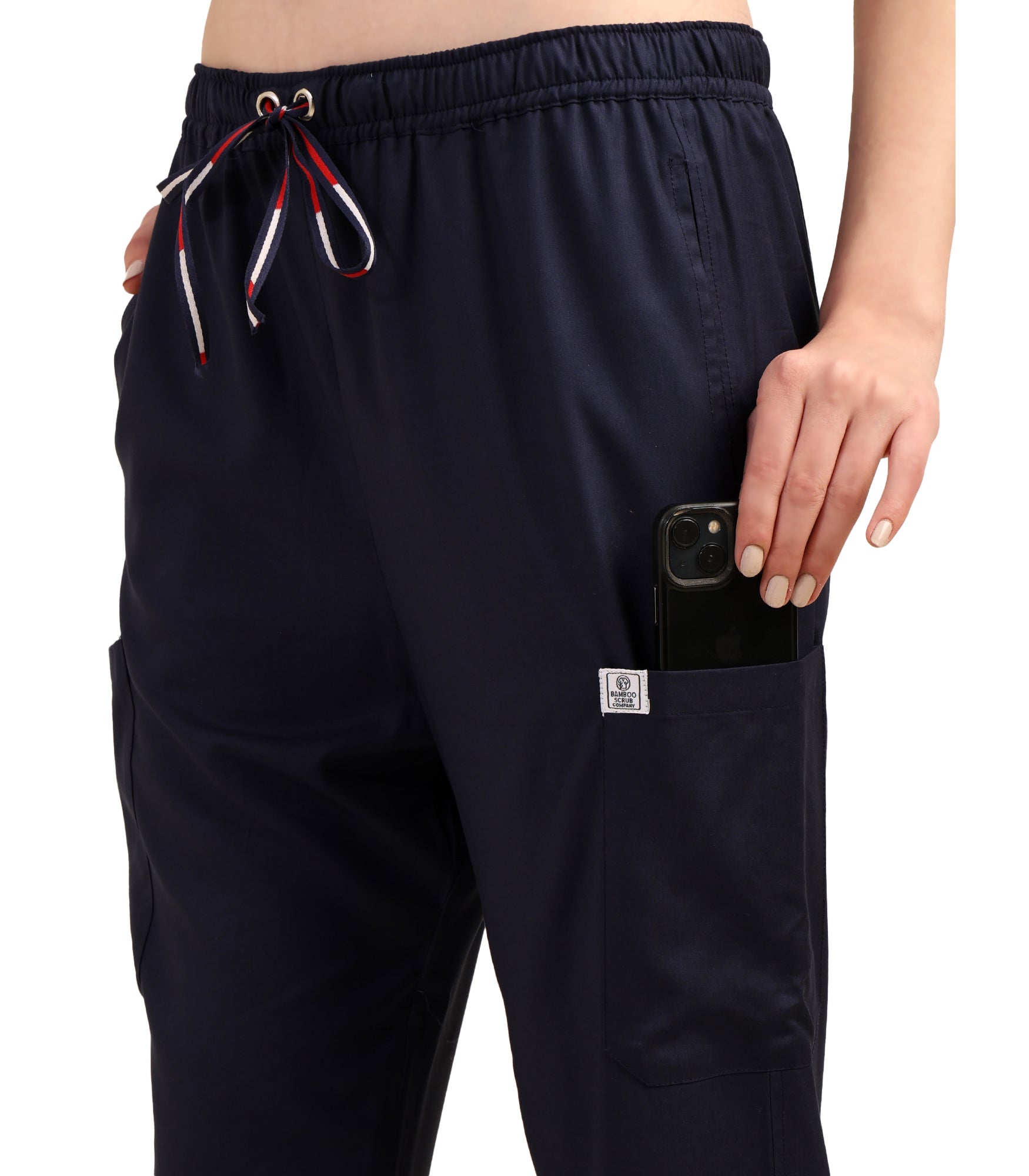 Women V-Neck Navy Blue Scrub Set