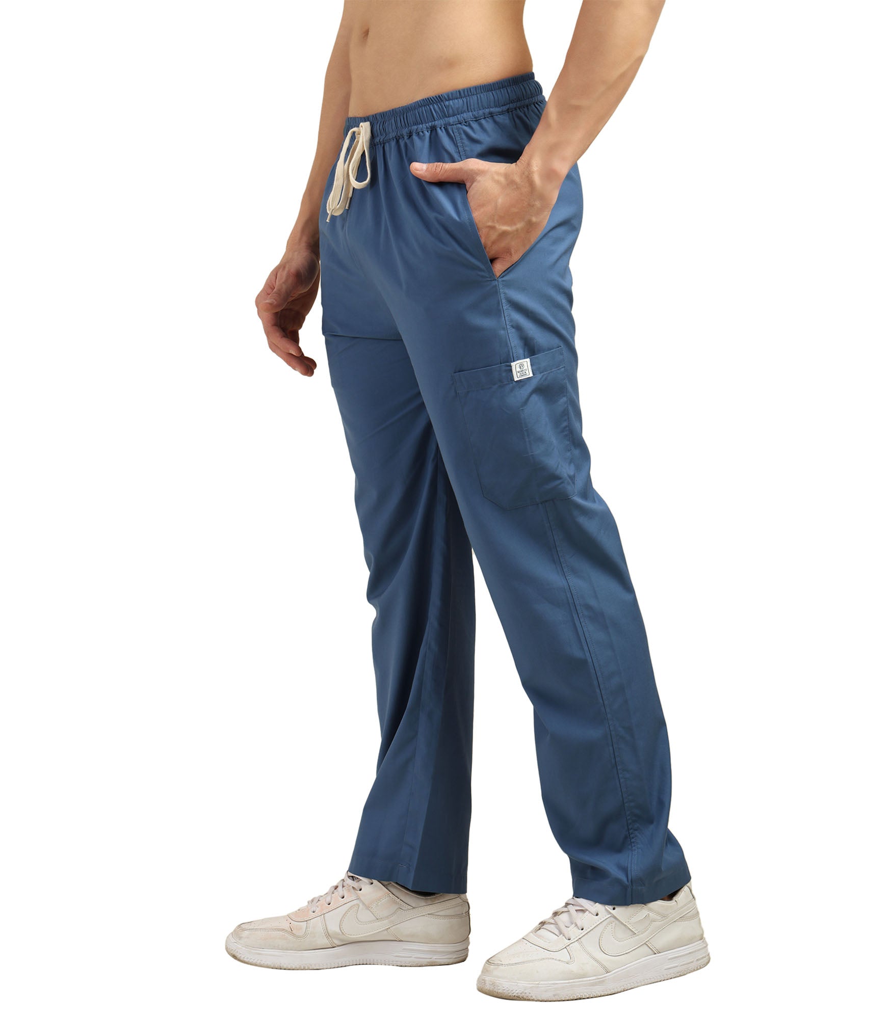 Men V-Neck Steel Blue Scrub Set